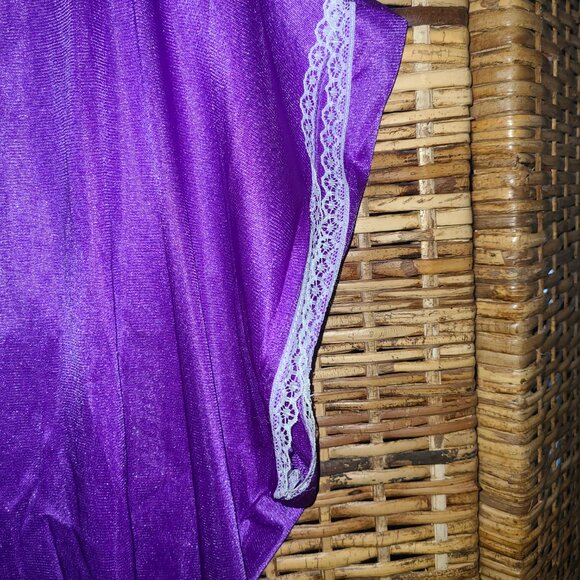 NWT VTG Anthony Richards Purple Nightgown Nightshirt Nylon W/ Lace Trim 1X - Picture 4 of 7